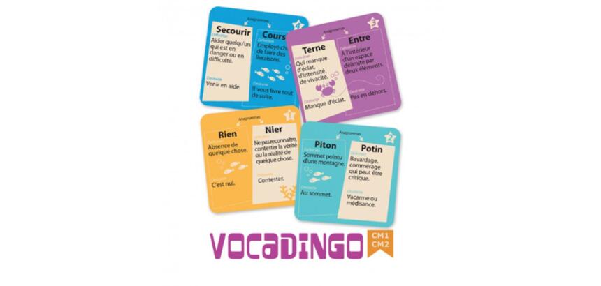 Apprendre a lire et a ecrire cocktail games vocadingo cm1  au cm2 enrichir vocabulaire   50 cartes 4 niveaux
