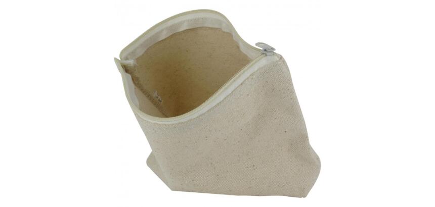 Trousse de maquillage ocolor fermeture eclair coton        coloris ecru format 14x19cm   lot de 6 trousses