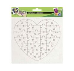 Lot mini puzzles graine creative a decorer de 40      pieces forme cîur carton      16x16cm 10 unites