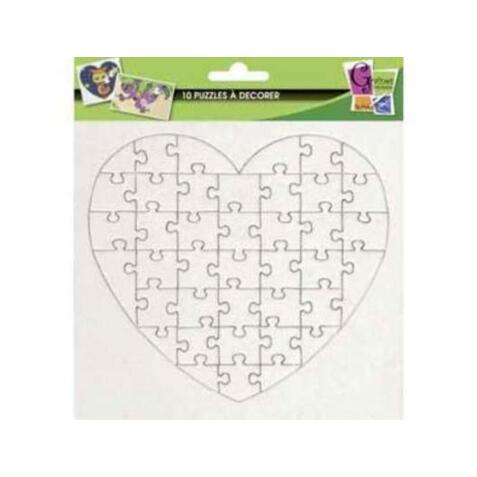 Lot mini puzzles graine creative a decorer de 40      pieces forme cîur carton      16x16cm 10 unites