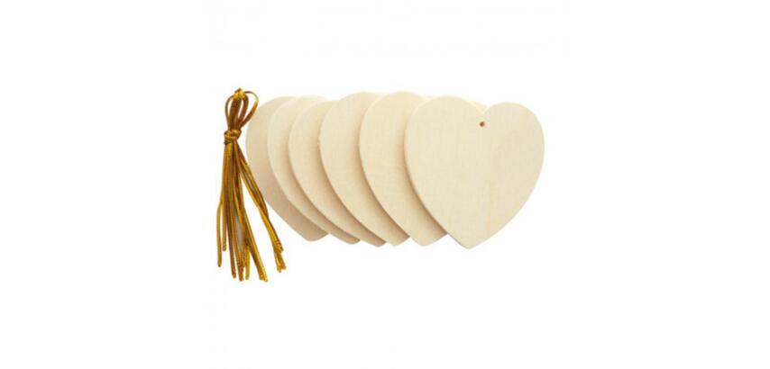 Lot suspensions cîurs plats graine creative bois 6cm a    decorer