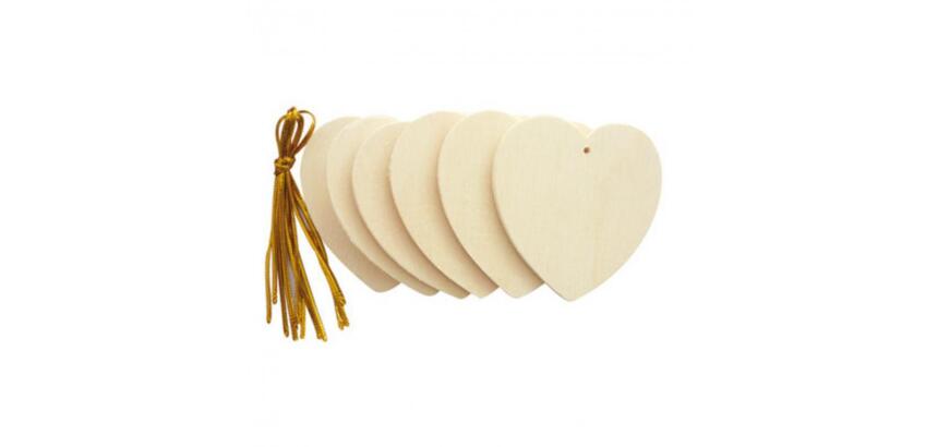 Lot suspensions cîurs plats graine creative bois 6cm a    decorer