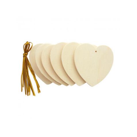 Lot suspensions cîurs plats graine creative bois 6cm a    decorer