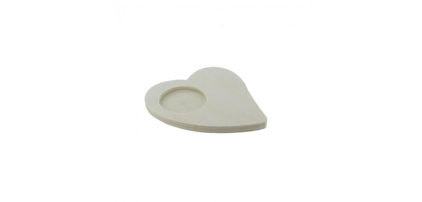Bougeoir bois ocolor 11.5x10x0.7cm forme coeur     coloris naturel