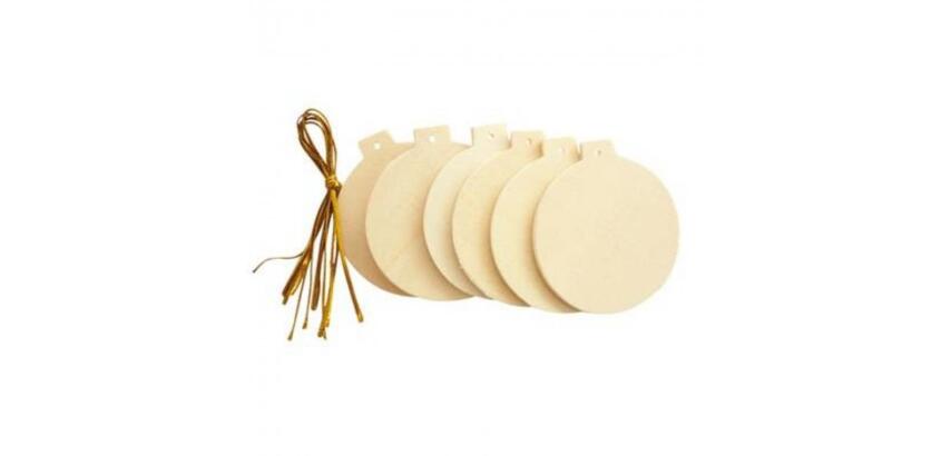 Lot suspensions boules et guirlandes graine creative    plates bois 6cm 6 unites