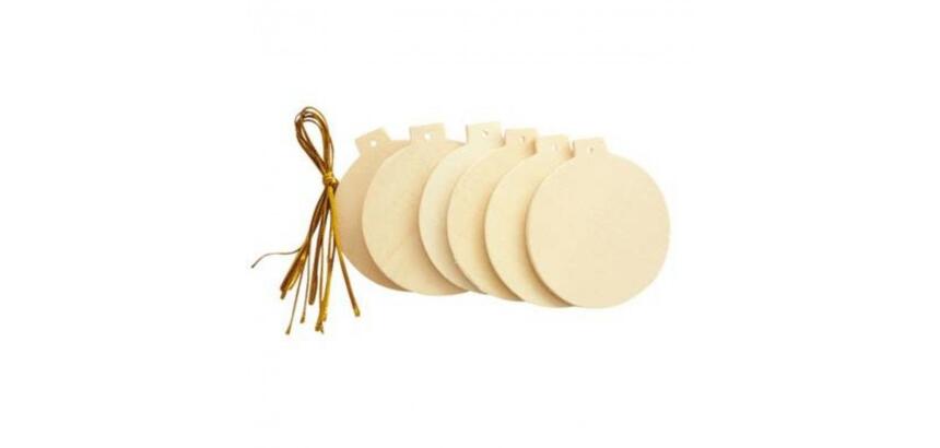 Lot suspensions boules et guirlandes graine creative    plates bois 6cm 6 unites