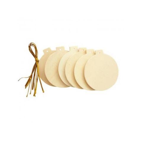 Lot suspensions boules et guirlandes graine creative    plates bois 6cm 6 unites