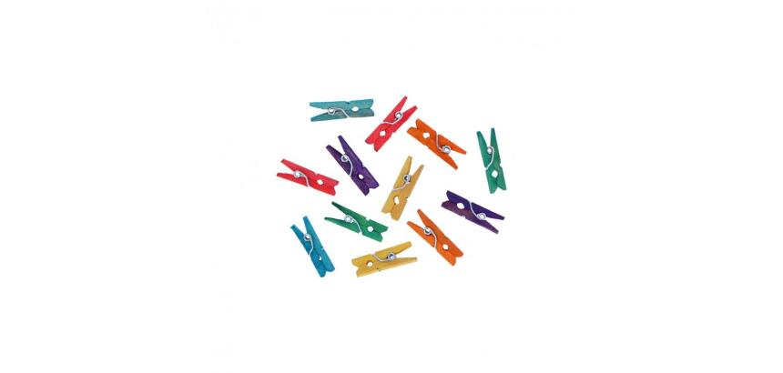 Pince a linge bois innspiro mini 3cm 6 coloris assortis   lot de 45
