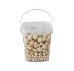 Perle bois ocolor forme ronde 8-12-16-20mm coloris naturel  lot de 600 perles