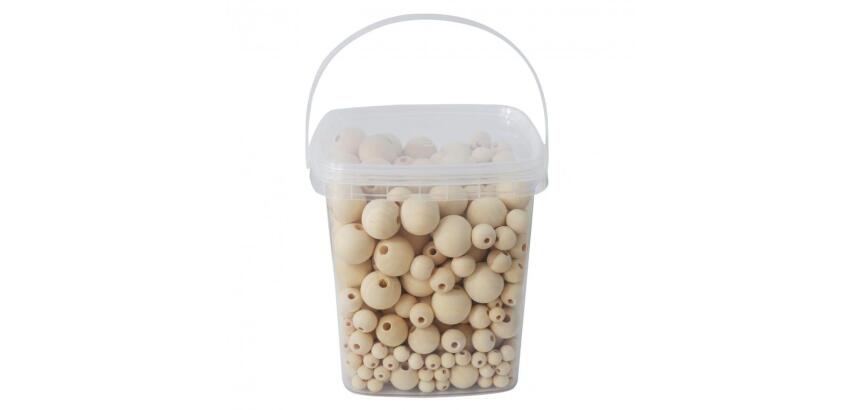 Perle bois ocolor forme ronde 8-12-16-20mm coloris naturel  lot de 600 perles