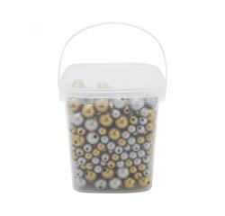 Perle bois ocolor forme ronde 10-16mm coloris or et argent  lot de 600 perles