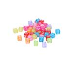 Perle plastique innspiro forme carree 6mm imprimee     alphabet blanc coloris        transparents pastels assortis