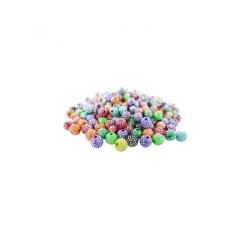 Perle plastique innspiro forme ronde 8mm points        argentes coloris assortis     bocal de 750 perles