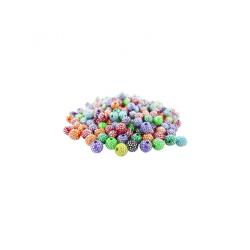 Perle plastique innspiro forme ronde 8mm points        argentes coloris assortis     bocal de 750 perles
