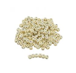 Perle bois ocolor forme carree 1cm imprimee alphabet  coloris naturel lot de 440    perles