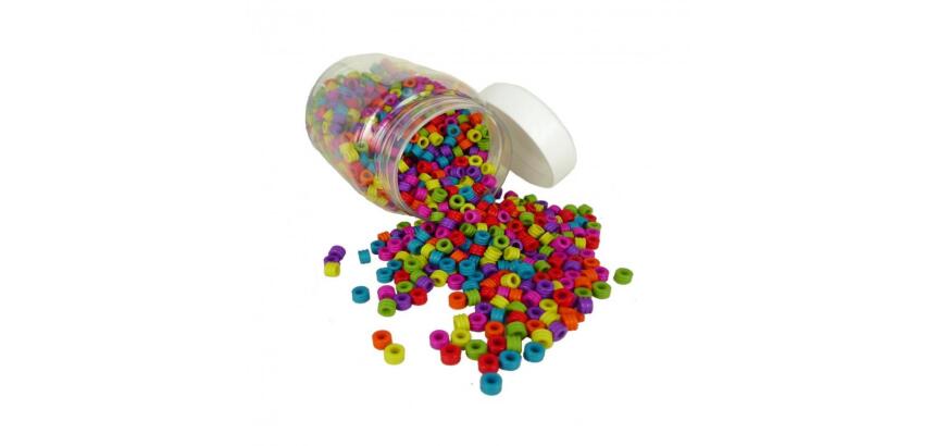 Perle plastique innspiro forme cylindrique 6x4mm       coloris assortis bocal de     1400 perles