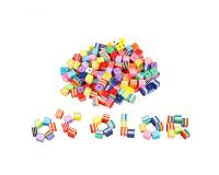 Perle plastique ocolor forme carree a rayures 1cm coloris  assortis lot de 200 perles