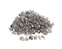 Perle plastique ocolor pampilles 15mm 10 formes      assorties coloris argent lot  de 200 perles