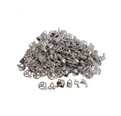 Perle plastique ocolor pampilles 15mm 10 formes      assorties coloris argent lot  de 200 perles