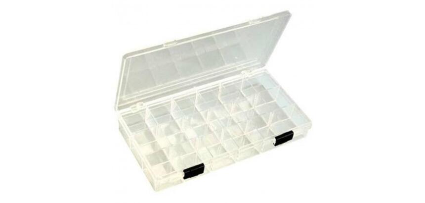 Boite rangement 18 cases graine creative plastique     transparent 21x11x3 cm