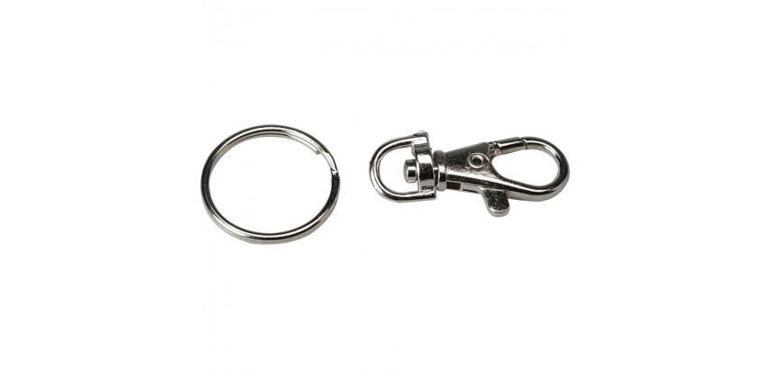Attache mousqueton ocolor 37mm avec anneau coloris      chrome lot de 10