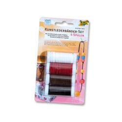 Lot cordons simili cuir folia 1.50m 4 bobines coloris       assortis