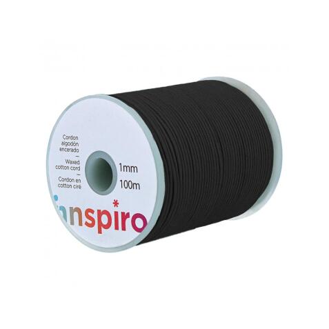 Cordon cire innspiro 1mmx100m coloris noir sur bobine