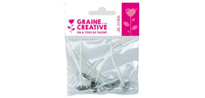 Lot meches sur pied graine creative pour bougies 8       unites 10cm