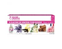 Lot flacons de parfums pour bougies graine creative 27 ml 5 parfums assortis 1 pipette  offerte
