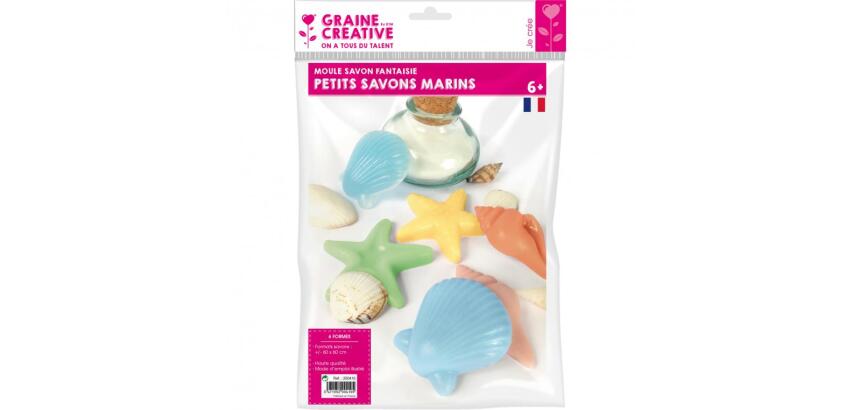 Lot moules fantaisies pour petits savons graine creative 6 formes marines assorties