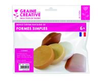 Lot moules savons simples formes graine creative 6x6 cm 2 formes rondes et carrees