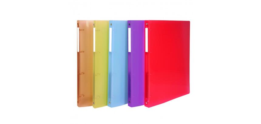 Classeur 4 anneaux polypro office plast couverture       souple 32x25 dos 20mm 5       coloris assortis