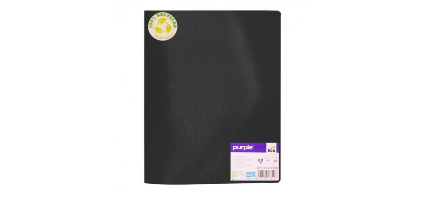 Protege-documents office plast eco green recycle 60    vues qualite pp 40 microns    graine coloris  noir