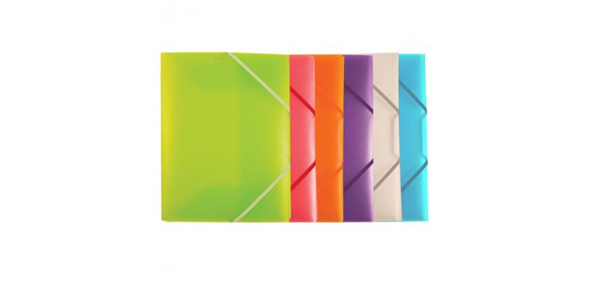 Chemise 3 rabats office plast polypro translucide 6 coloris assortis