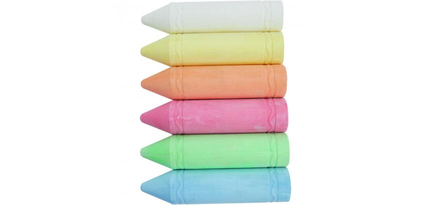 Craie trottoir jumbo o color diametre 45 mm  long 19 cm    coloris assortis etui 6       unites