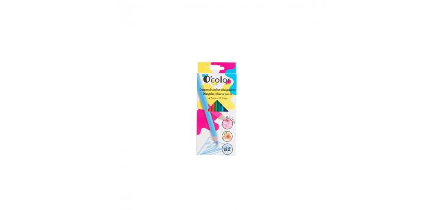 Crayon couleur resine o color corps triangulaire coloris    assortis etui 12 unites