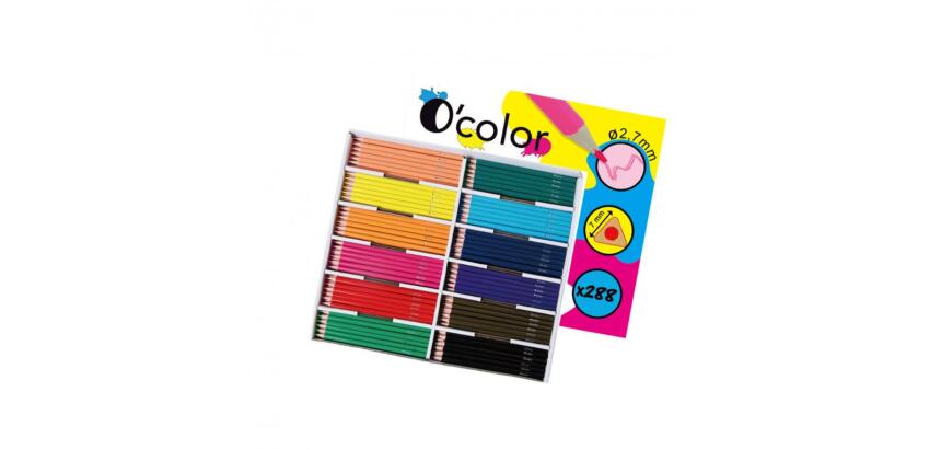 Crayon couleur resine o color corps triangulaire coloris    assortis pack 288 unites