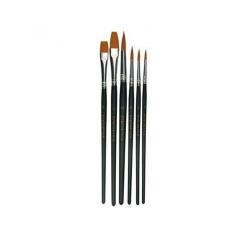 Assortiment pinceaux et brosses fibres synthetiques   robustes et elastiques set de 4 pinceaux et 2 brosses