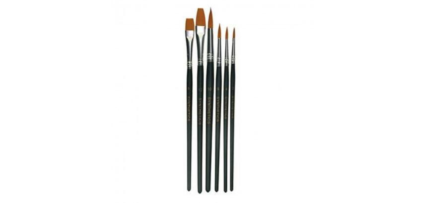Assortiment pinceaux et brosses fibres synthetiques   robustes et elastiques set de 4 pinceaux et 2 brosses