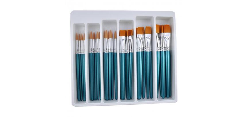 Assortiment pinceaux differentes tailles 1 bac de  rangement lot de 36 pieces    assorties