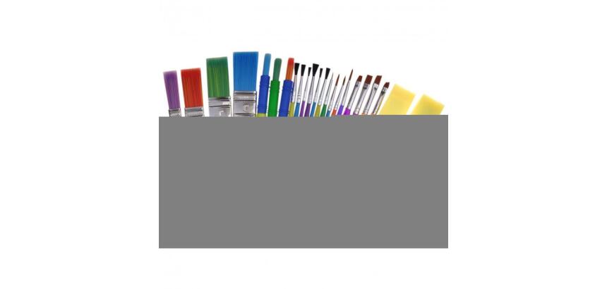 Assortiment creativite pinceaux fins et larges       brosses plates pinceaux plats en mousse lot de 25 pieces