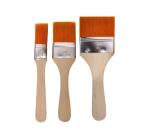 Set 3 brosses synthetiques extra larges manche en bois   naturel poils dores largeur   25 50 et 75 mm