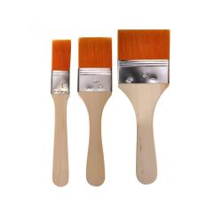 Set 3 brosses synthetiques extra larges manche en bois   naturel poils dores largeur   25 50 et 75 mm