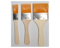 Pinceaux plats larges soie blanche manche en bois set de 3 pinceaux largeur 20 30 et   40 mm