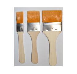 Pinceaux plats larges soie blanche manche en bois set de 3 pinceaux largeur 20 30 et   40 mm
