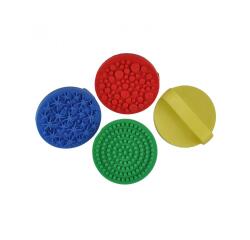 Lot de tampons a main fantaisie caoutchouc souple 4 modeles assortis