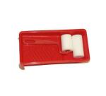 Set rouleau a peindre manche plastique avec 2 manchons 45  et 70 mm et 1 bac a peindre   22x11 cm