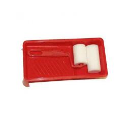 Set rouleau a peindre manche plastique avec 2 manchons 45  et 70 mm et 1 bac a peindre   22x11 cm