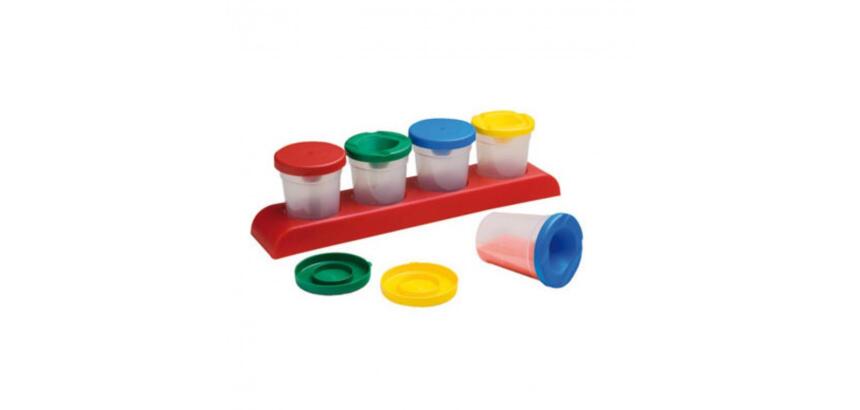 Pots anti-verse pour peinture faibo hermetique avec         couvercles set de 4 avec      support coloris assortis