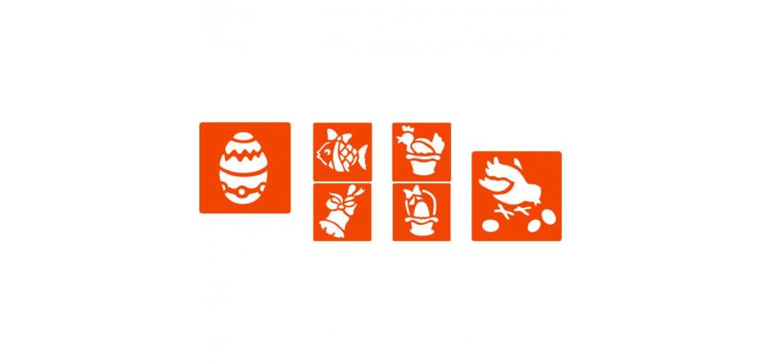 Pochoirs graine creative a dessiner paques plastiques    lavables 6 unites assortis